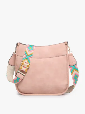 Chloe Crossbody Bag with Guitar Strap in Pink