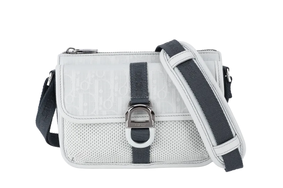 CHRISTIAN DIOR 8 DIOR AND PARLEY ICE PARLEY OCEAN NYLON STRAPS BAG SILVER HARDWARE WITH DUST COVER