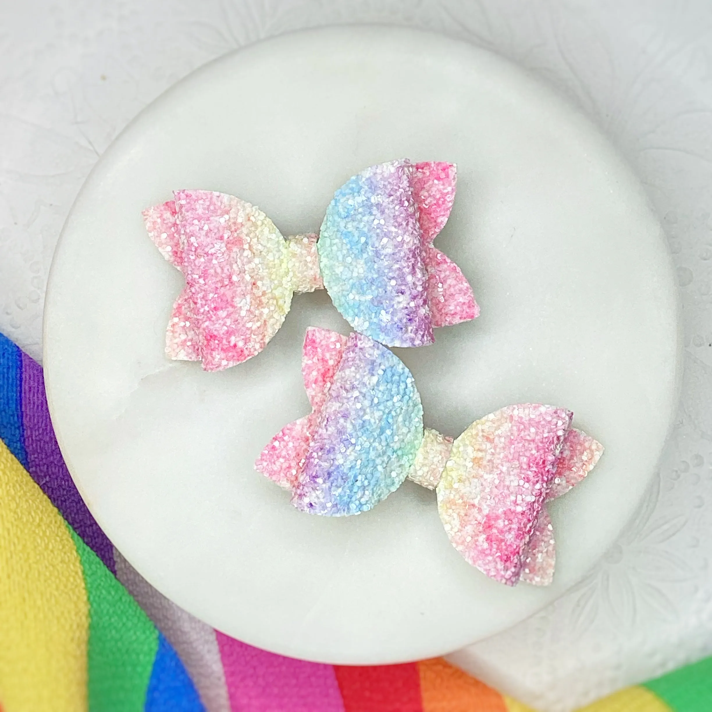 Chunky Glitter Pastel Tie Dye Riley Pigtail Bow