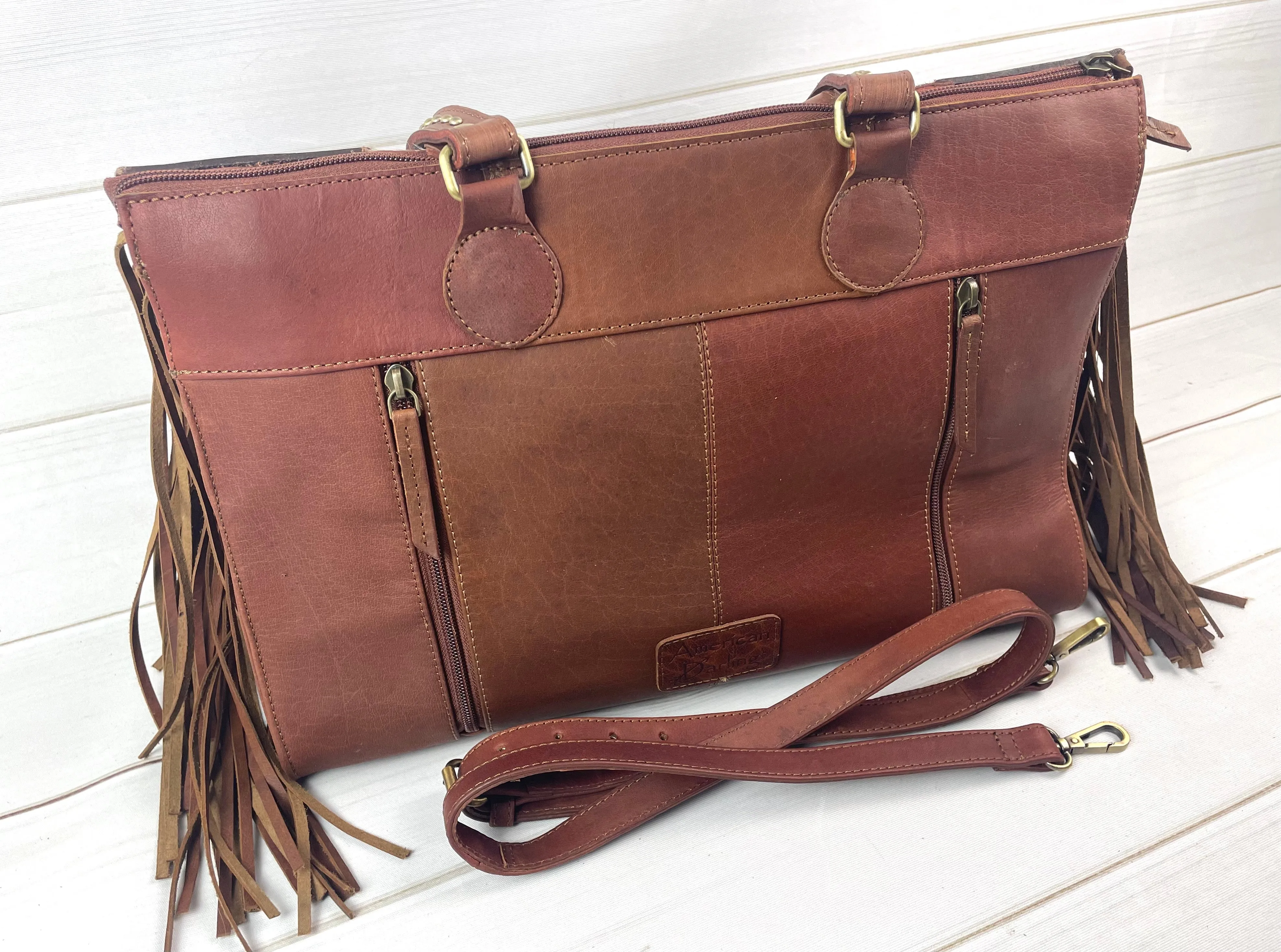 CLEARANCE! Leather Tooled, Gold Studded Hide Arm Handle Handbag