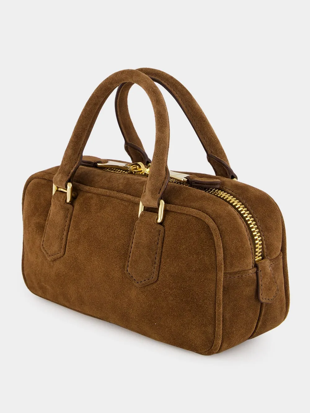 Cocoa Brown Suede Arcadie Top-Handle Bag