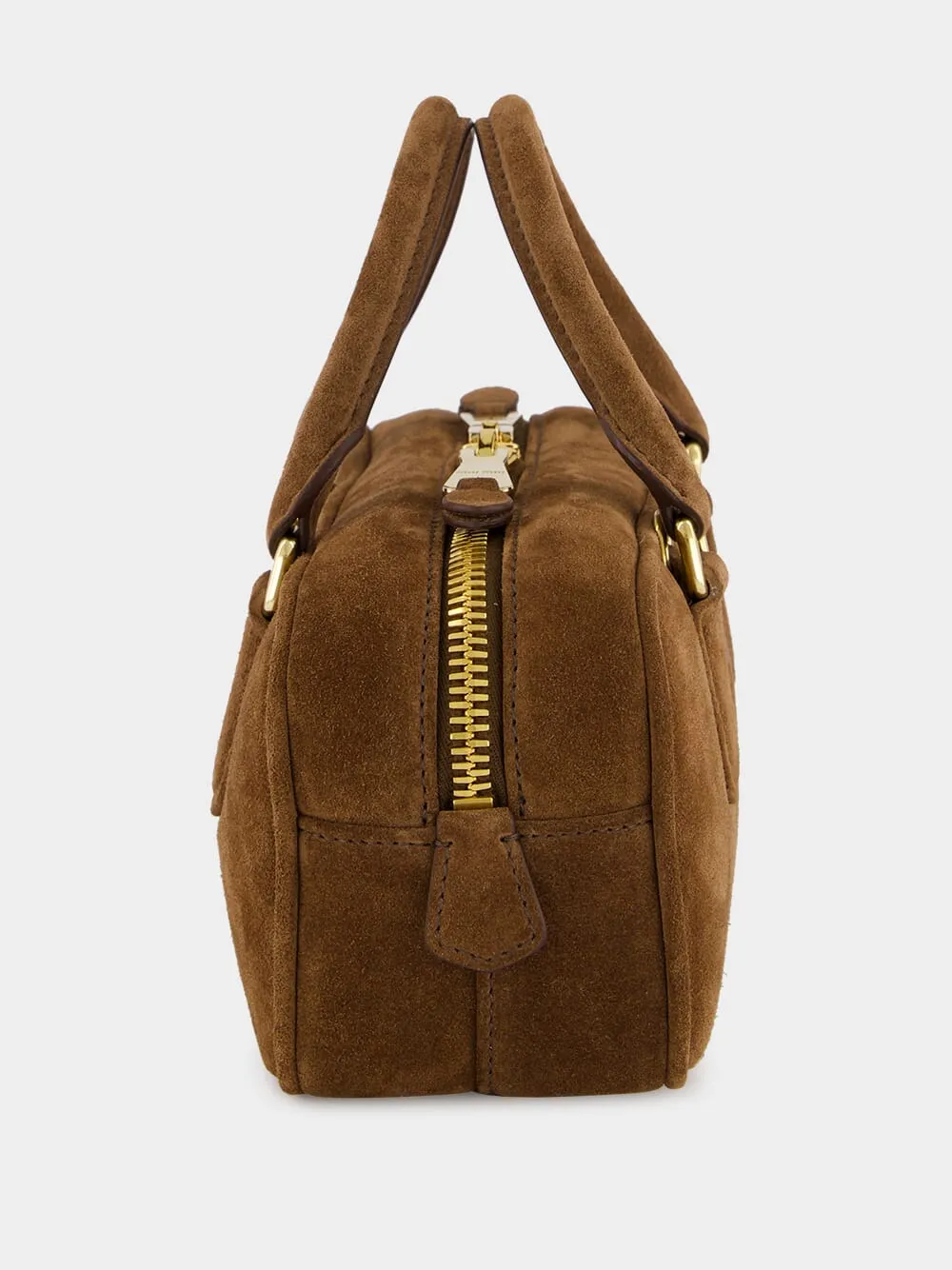 Cocoa Brown Suede Arcadie Top-Handle Bag