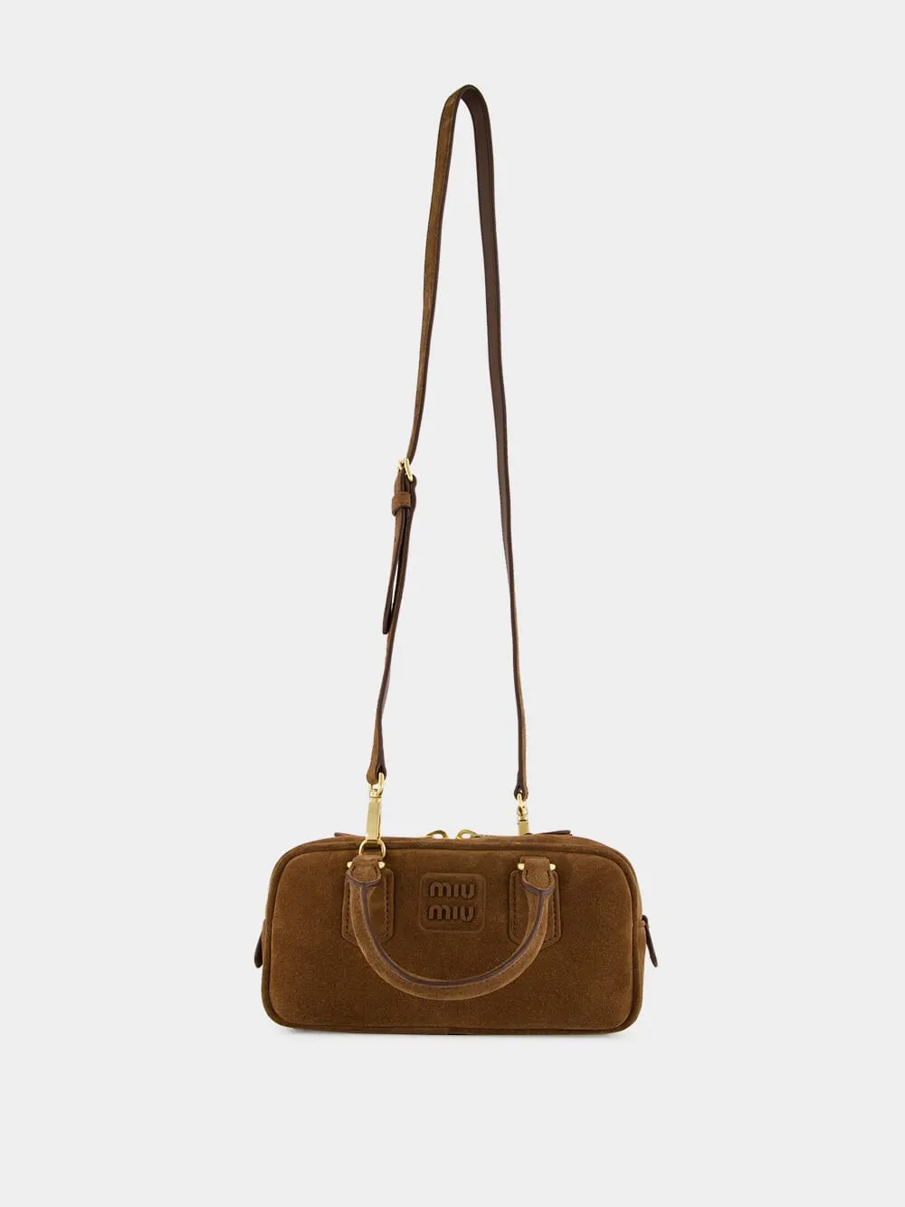 Cocoa Brown Suede Arcadie Top-Handle Bag