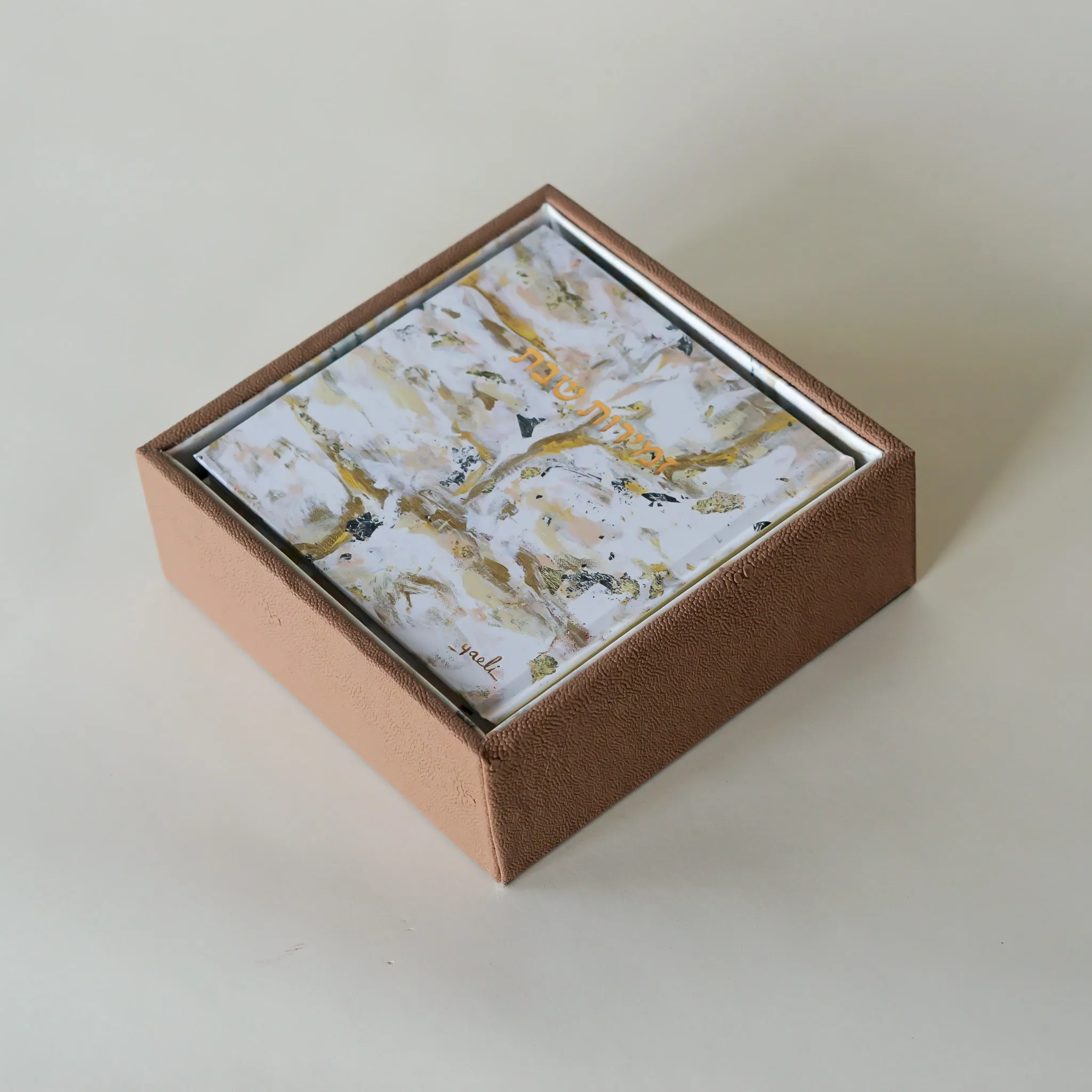 Cognac Shagreen Leather Tray