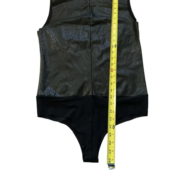 Commando faux leather v-neck gothic bodysuit black size large