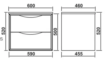 Contrast 600mm Wall Hung Waterproof PVC Vanity Unit and Basin Two Drawer