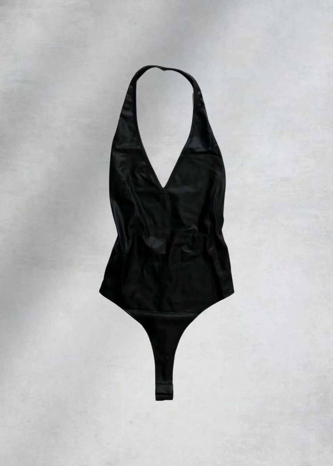 Cora Vegan Leather Bodysuit - Black