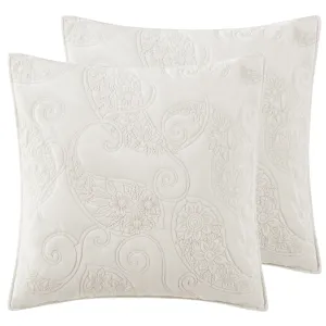 Cream Velvet Euro Sham Set of 2