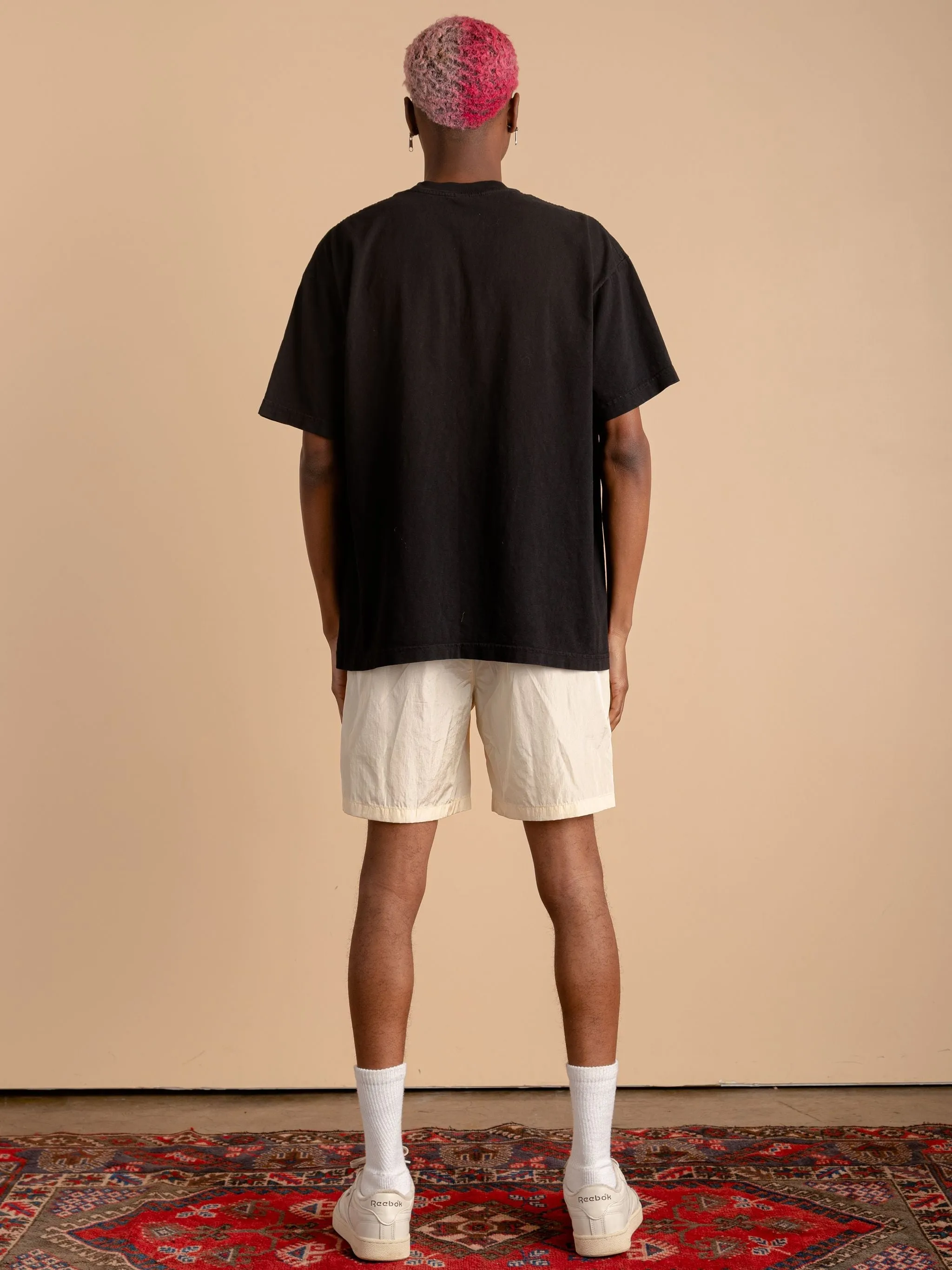 Crinkle Nylon Shorts-Cream