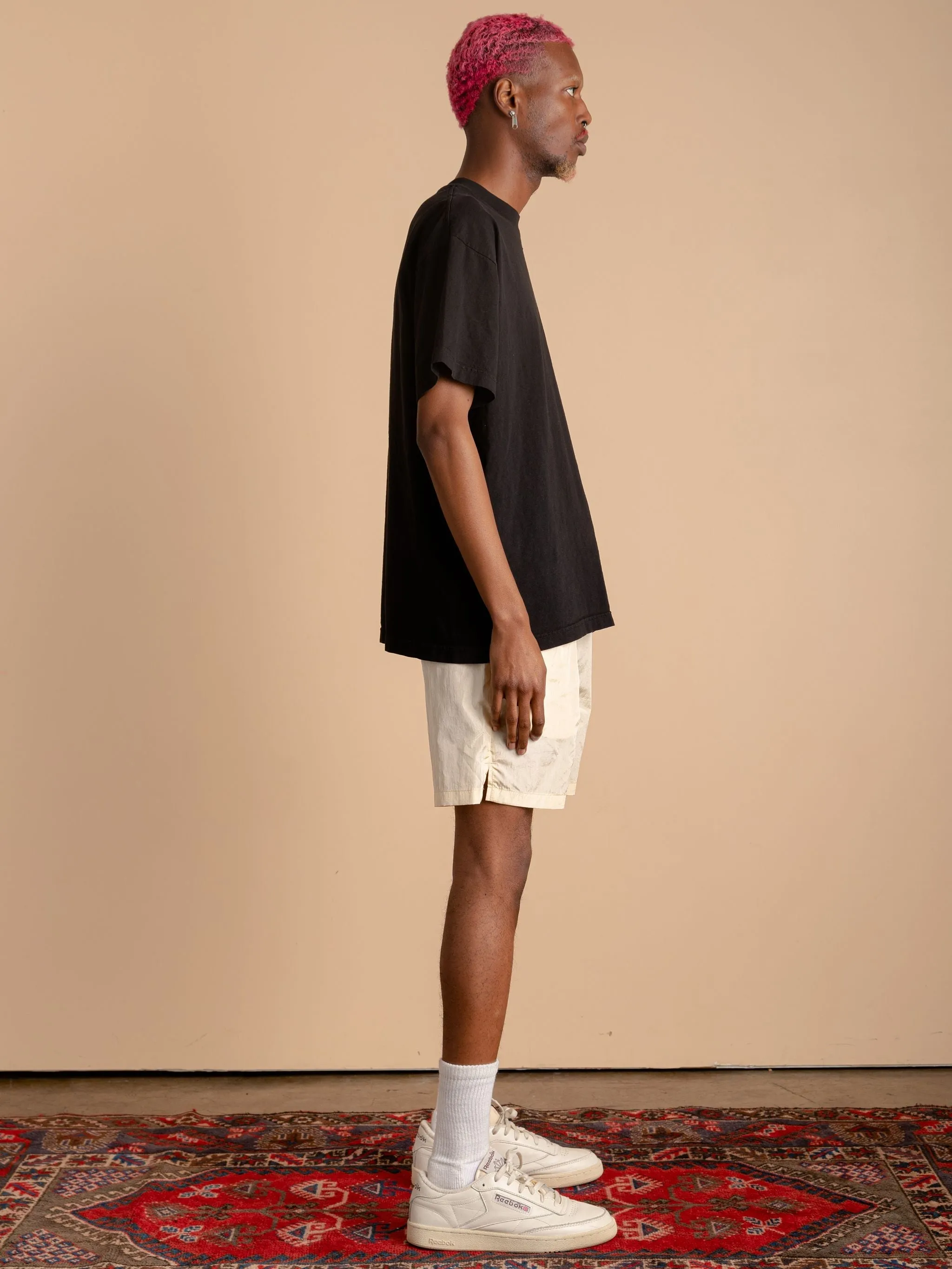 Crinkle Nylon Shorts-Cream