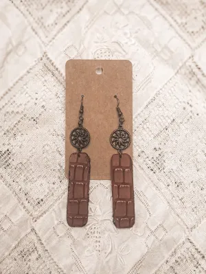 Croc print Leather Earrings