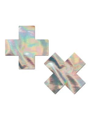 CROSS NIPPLE PASTIES - HOLOGRAM