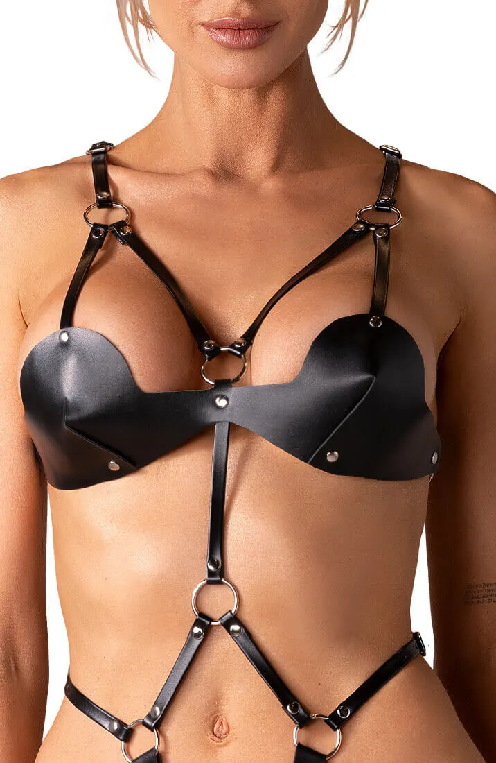 Crotchless faux leather body - Dame Controle