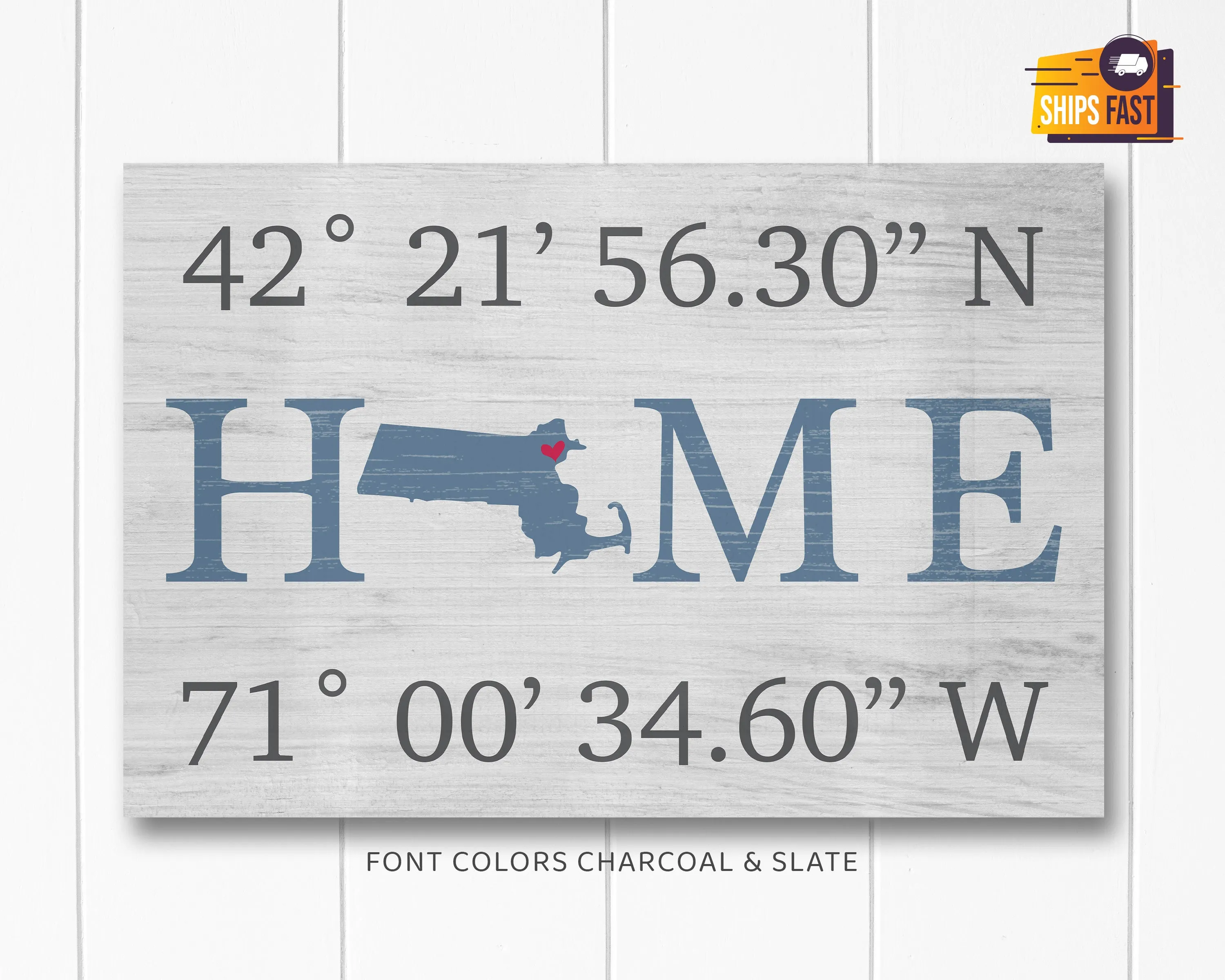 Custom Housewarming Gift | HOME Sign with GPS Coordinates