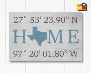 Custom Housewarming Gift | HOME Sign with GPS Coordinates