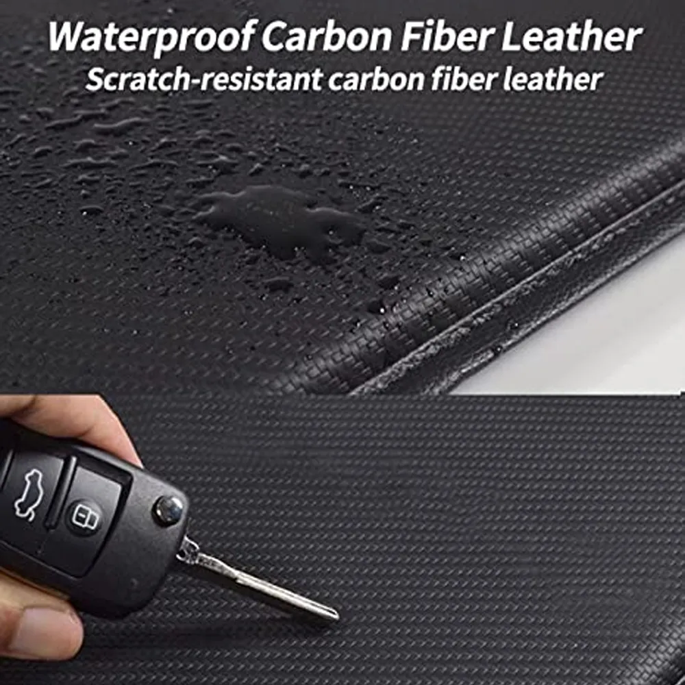 Custom Text For Center Console Pad, Compatible with All Cars, Carbon Fiber PU Leather Auto Armrest Cover Protector, Waterproof Car Armrest Seat Box Cover LI13991