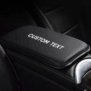 Custom Text For Center Console Pad, Compatible with All Cars, Carbon Fiber PU Leather Auto Armrest Cover Protector, Waterproof Car Armrest Seat Box Cover MC13991