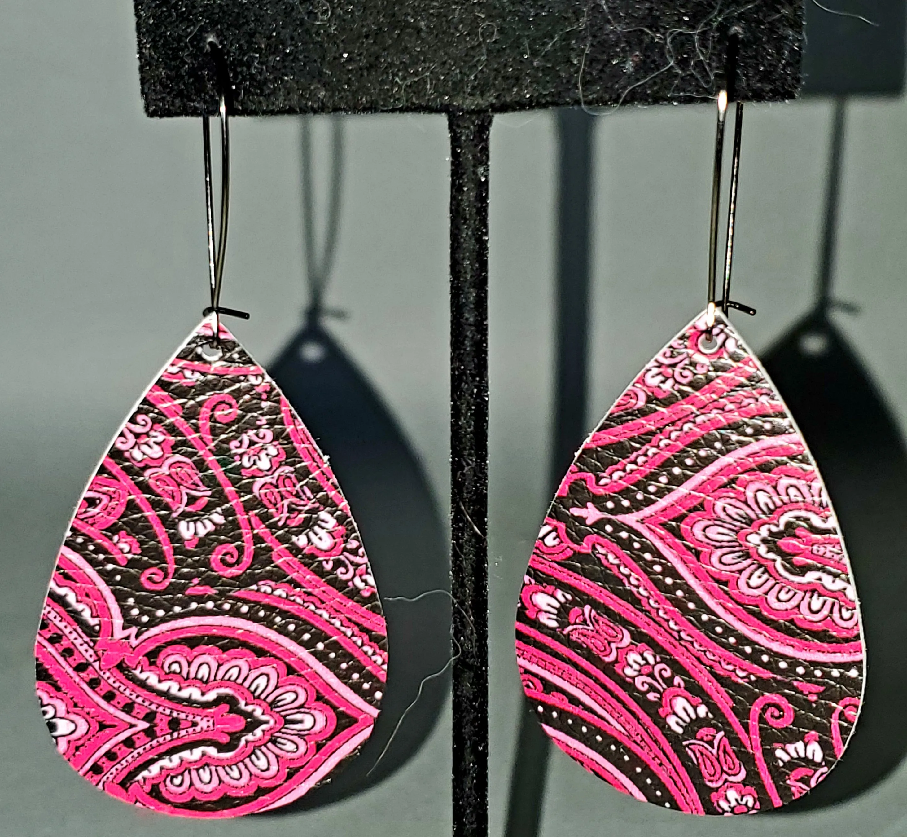 Dark Pink Paisley Drop Earrings