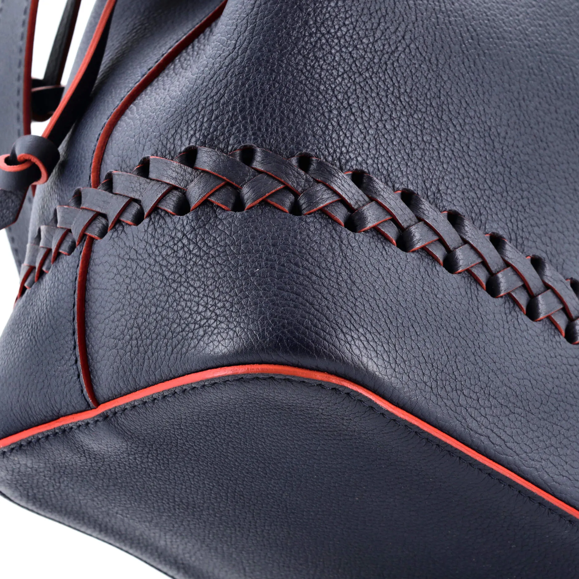 Designer Lockme Bucket Bag Braided Leather
