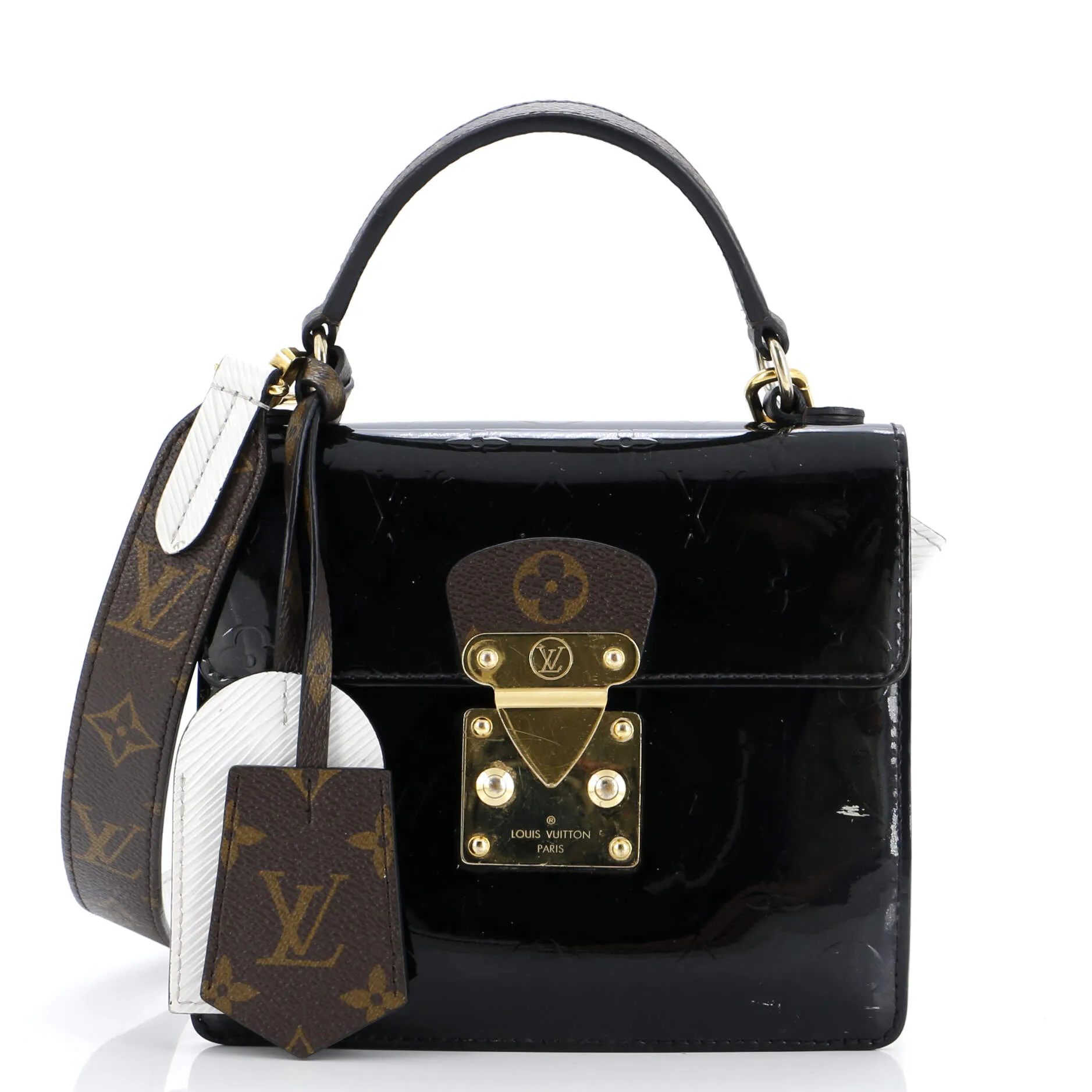 Designer Spring Street NM Handbag Monogram Vernis with Monogram Canvas and Epi Leather