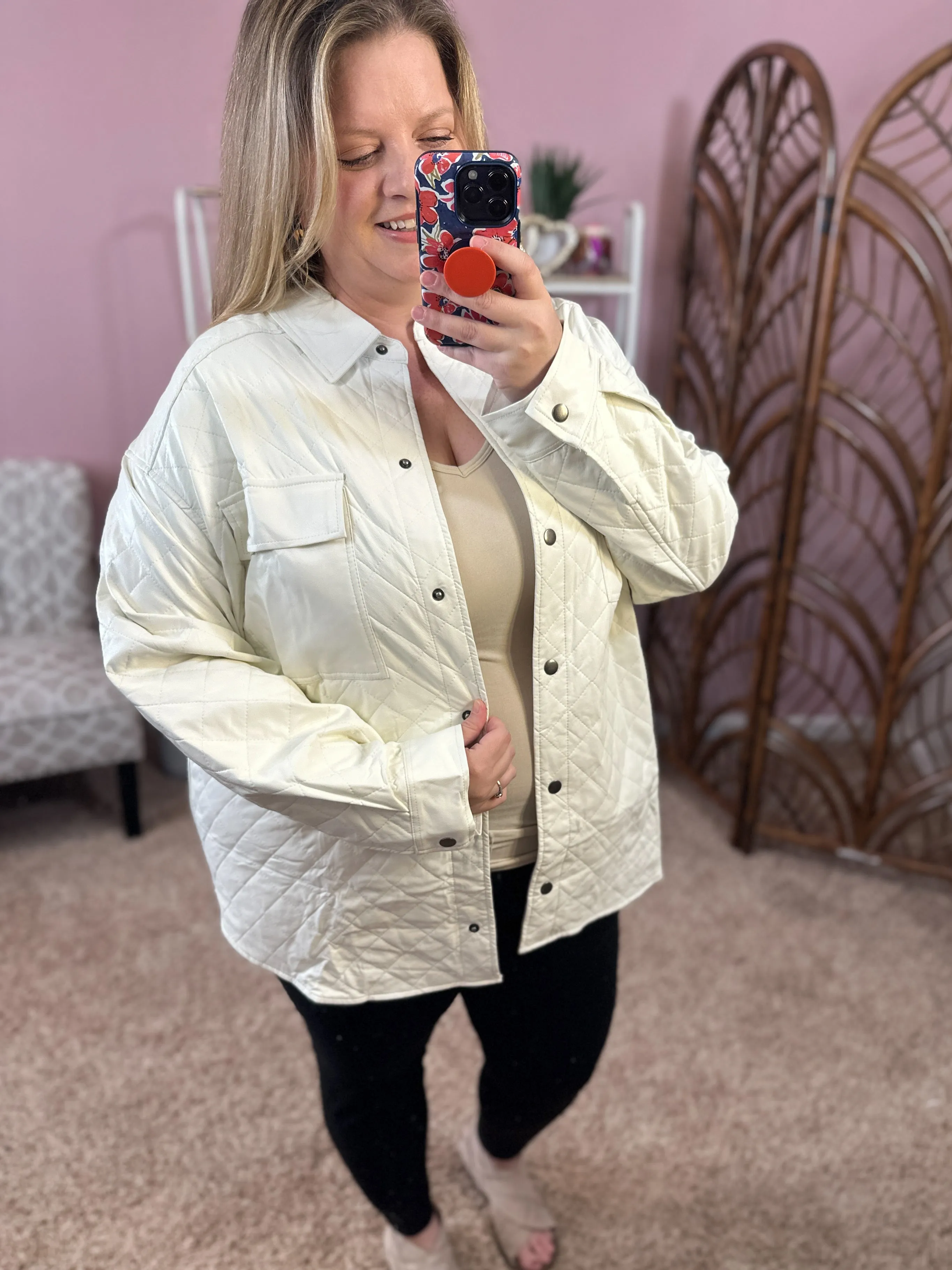 Diamond Darling Quilted Jacket - Cream