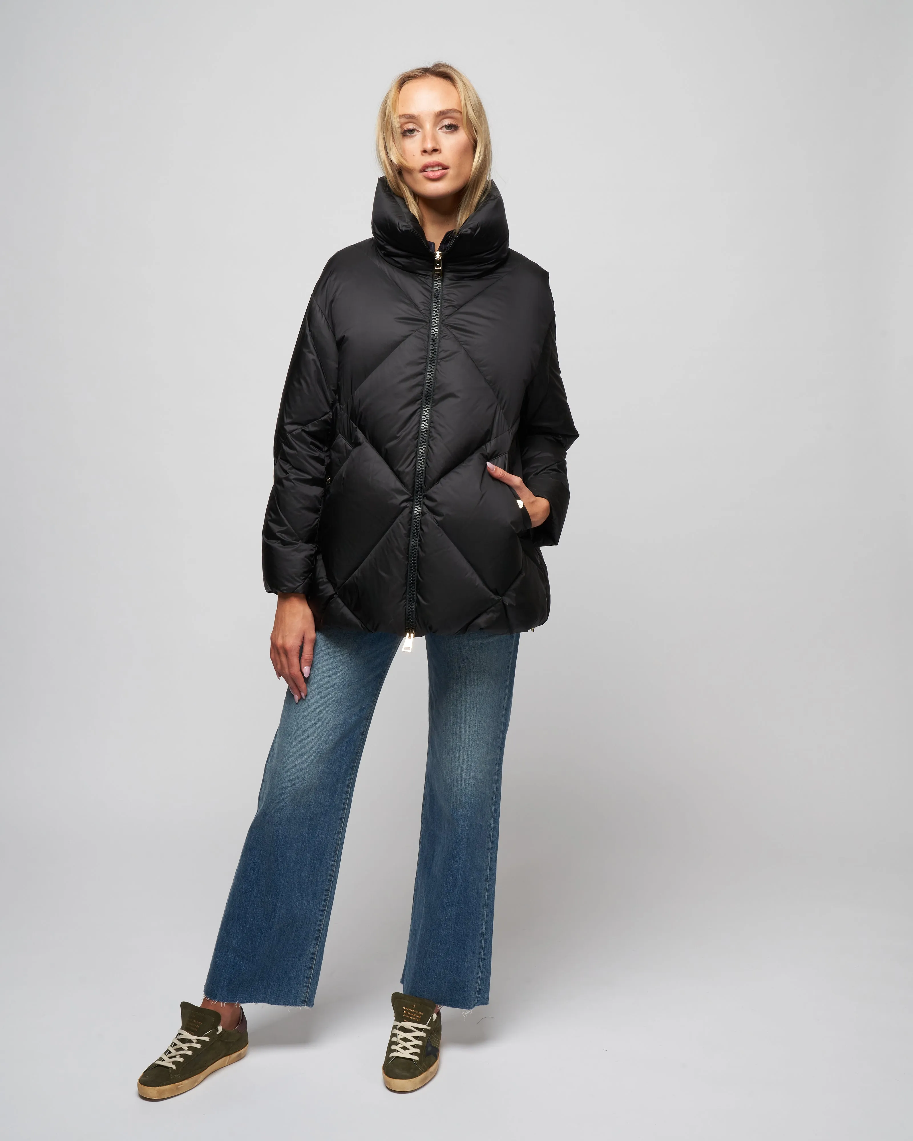 diamond quilt midi jacket