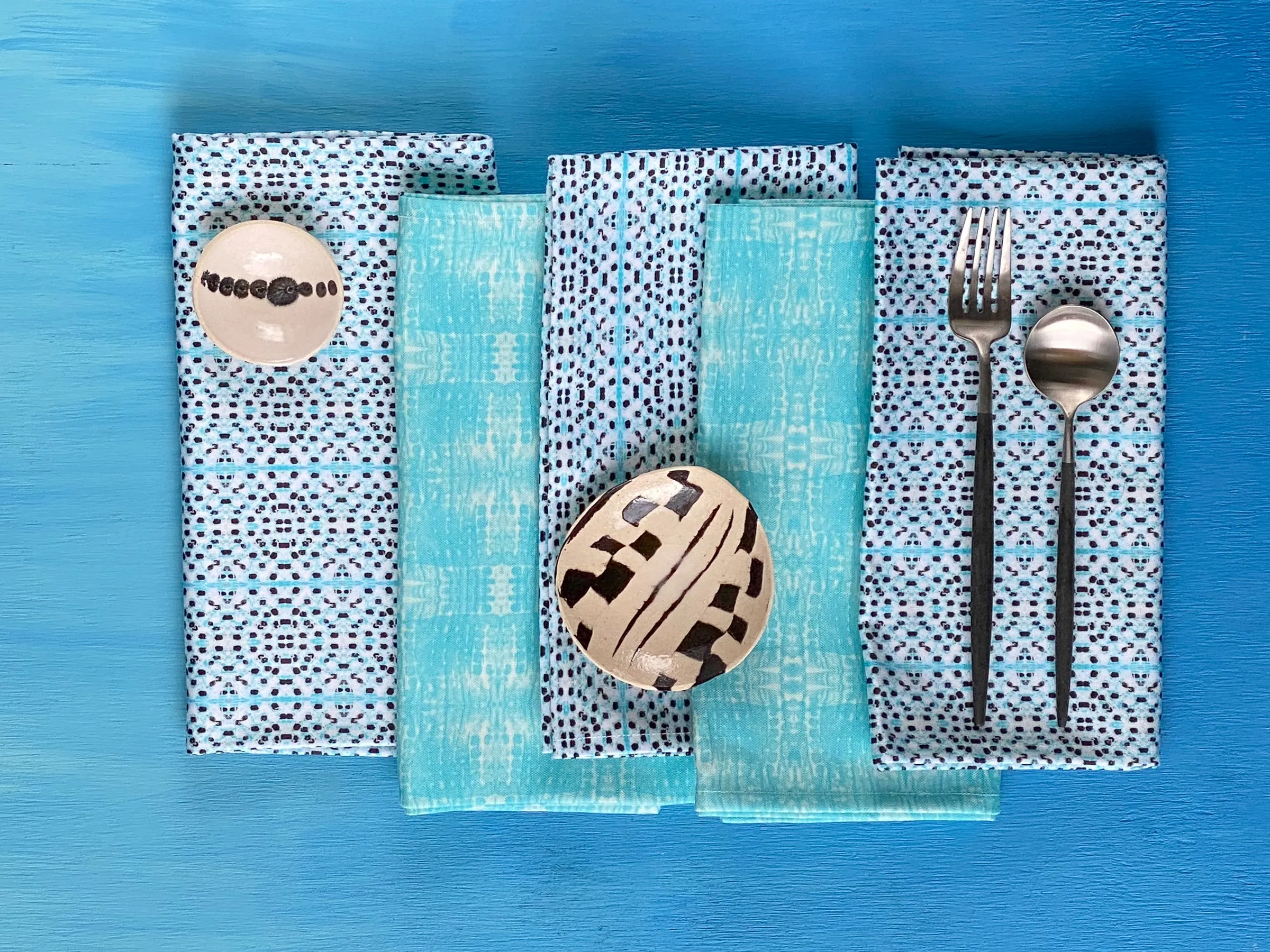 Dinner Napkins <br/> Jamprang, Turquoise
