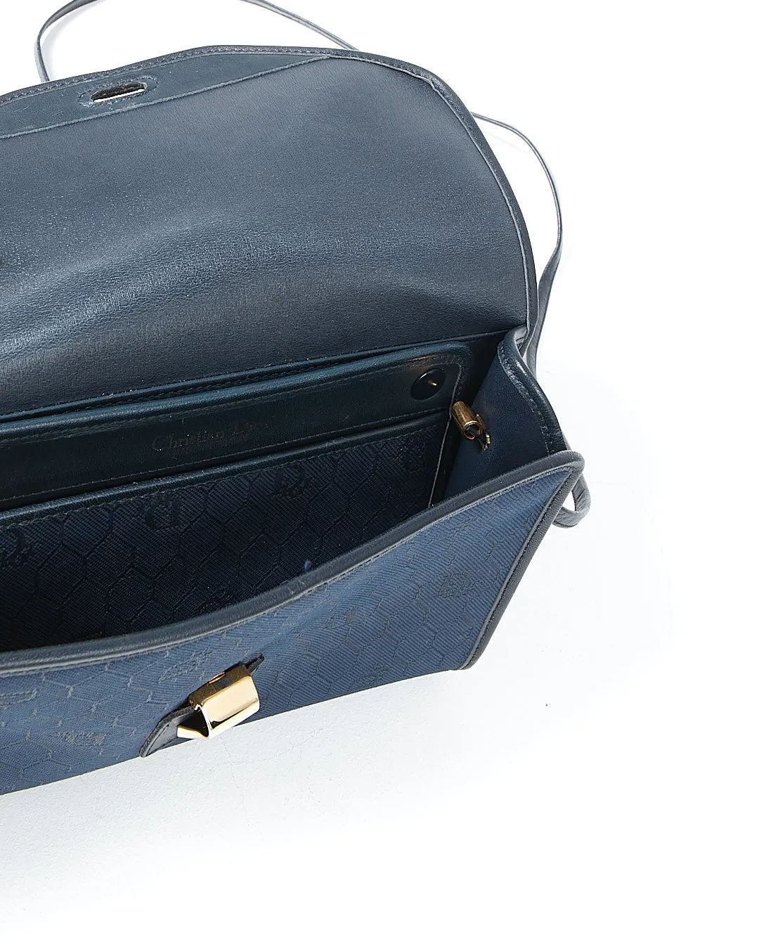 Dior Navy Vintage Canvas Honeycomb Crossbody Bag