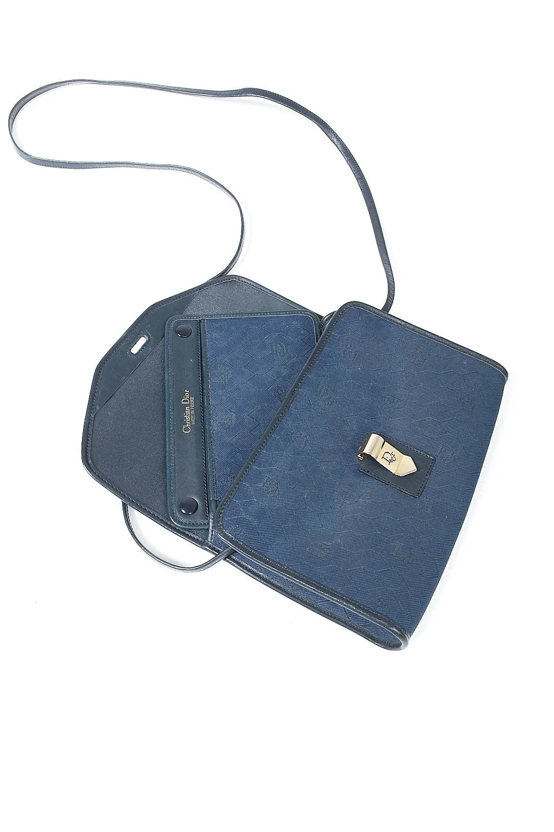 Dior Navy Vintage Canvas Honeycomb Crossbody Bag