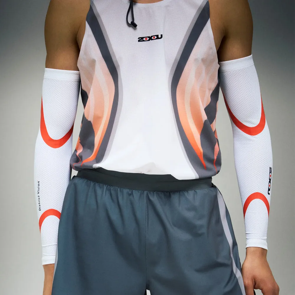 District Vision   2XU Lightweight Desert Comp Arm Guard - White/Heat Visions