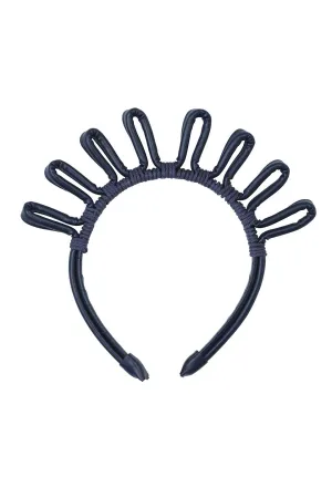 Doodle Leather Headband - Navy