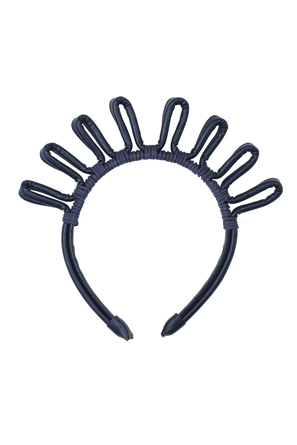 Doodle Leather Headband - Navy