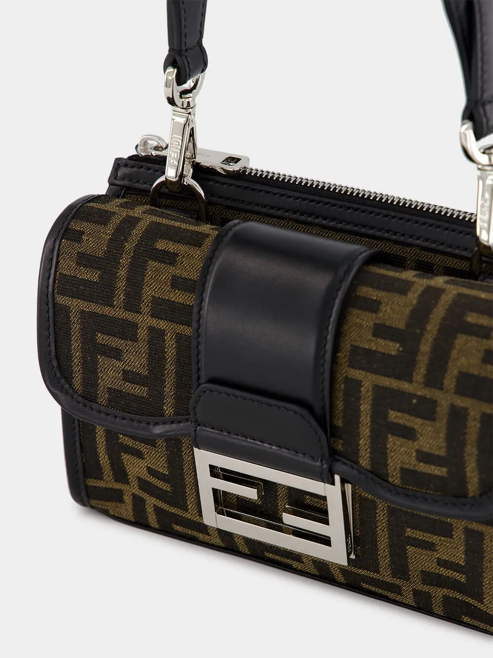 Double Baguette Brown FF Jacquard Bag