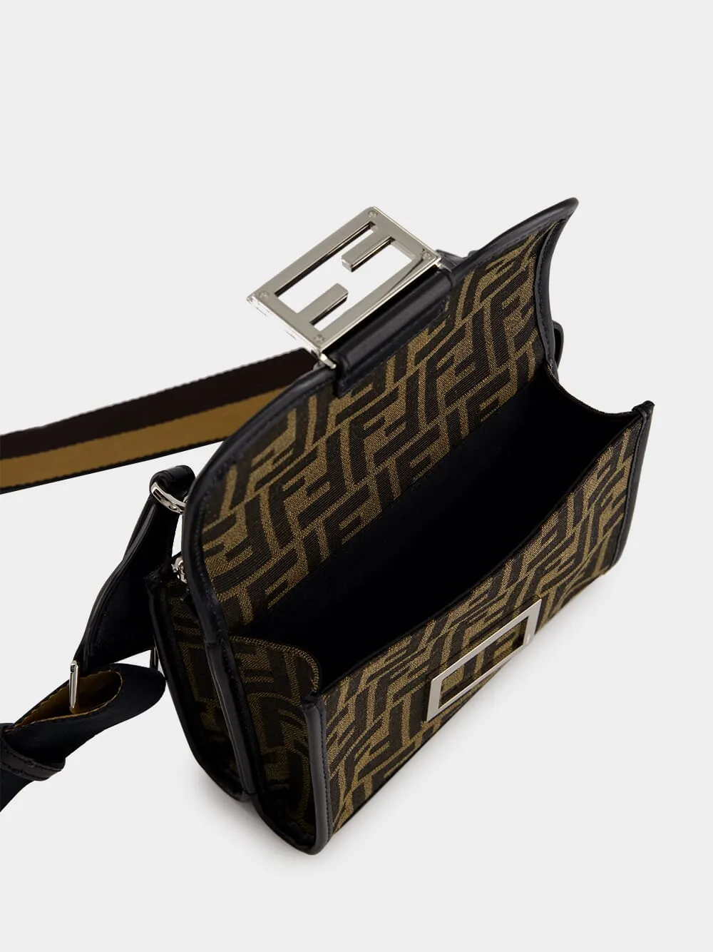 Double Baguette Brown FF Jacquard Bag