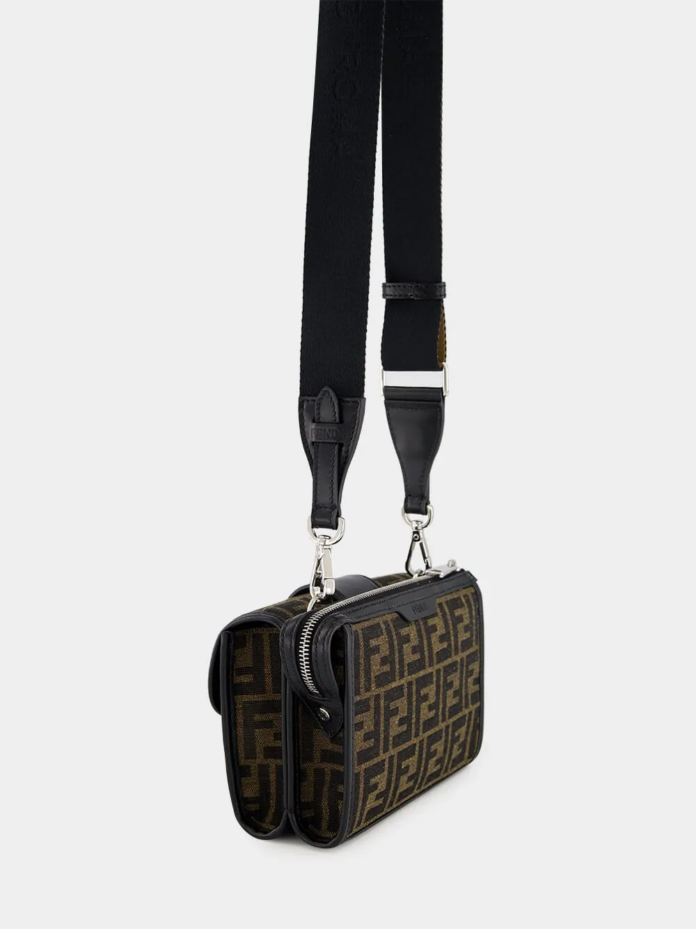 Double Baguette Brown FF Jacquard Bag