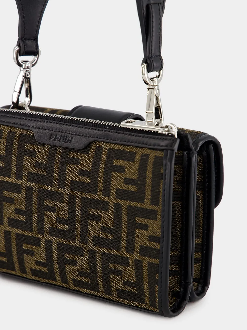 Double Baguette Brown FF Jacquard Bag