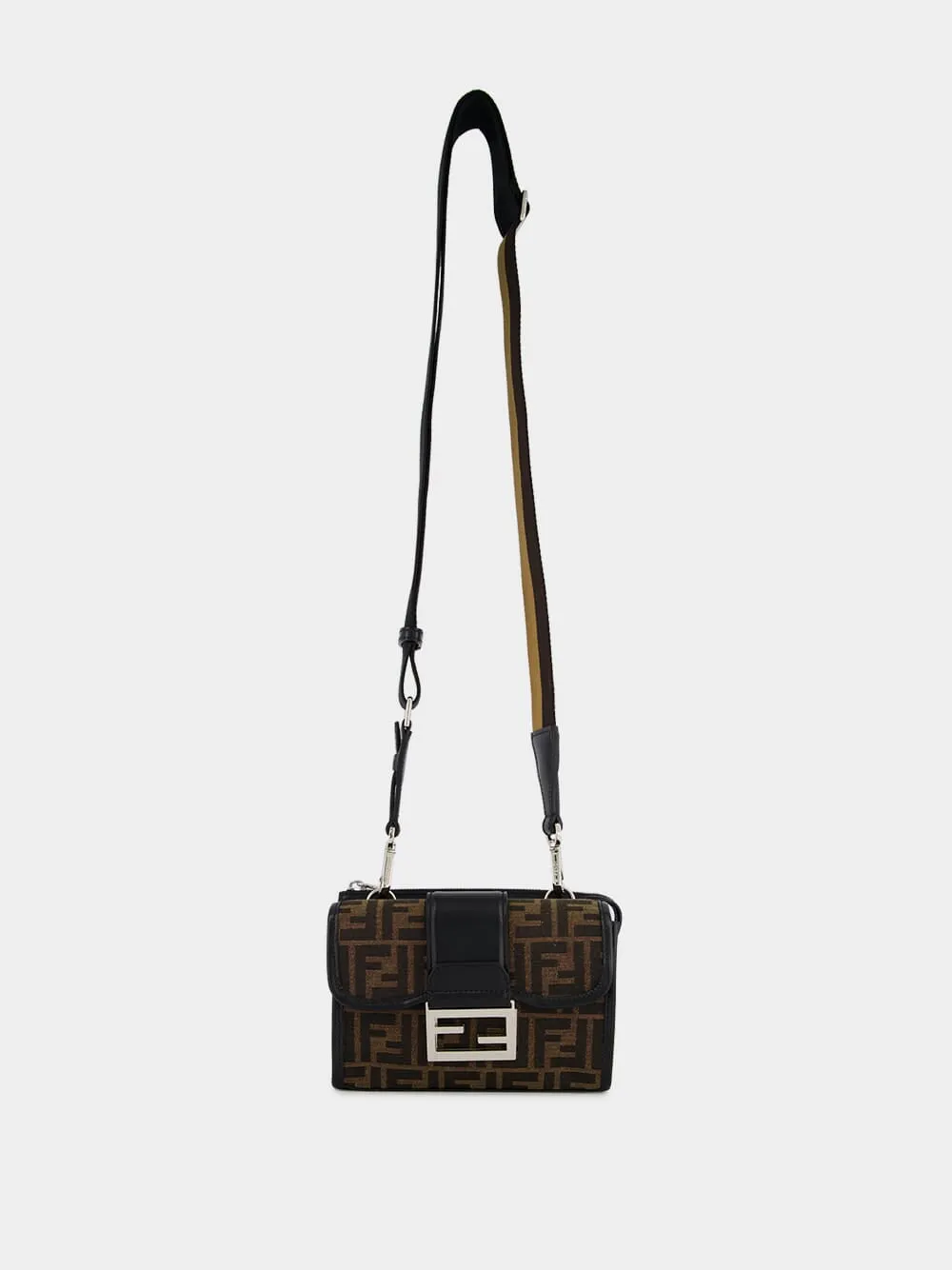 Double Baguette Brown FF Jacquard Bag