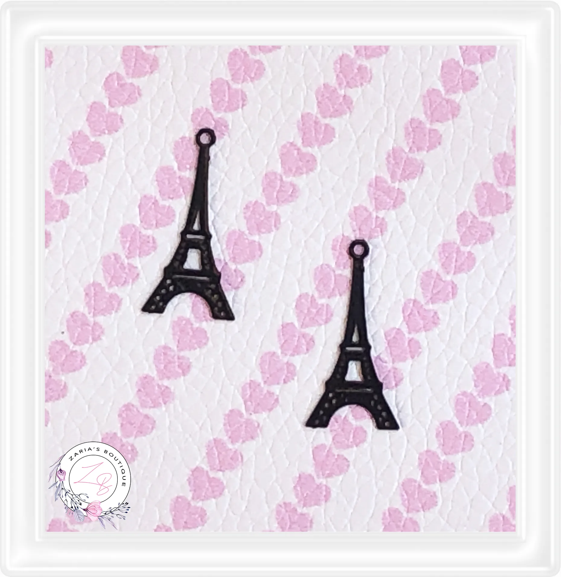 ⋅ Eiffel Tower  ⋅ Black Metal Charms (2)