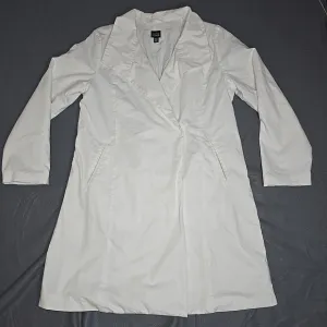 Eileen Fisher Woven Trench Coat Jacket Lightweight Cotton Nylon Blend Bone White