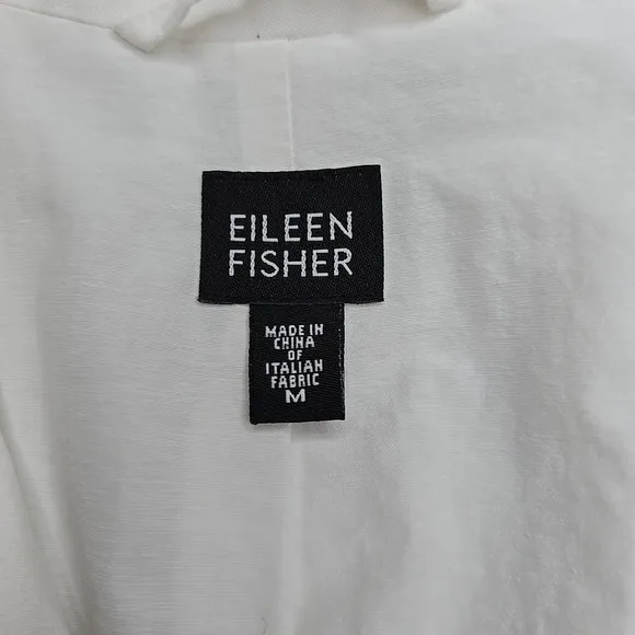 Eileen Fisher Woven Trench Coat Jacket Lightweight Cotton Nylon Blend Bone White