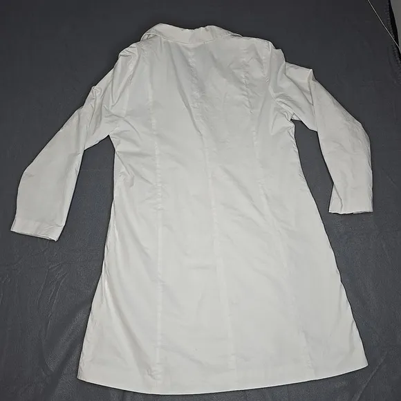 Eileen Fisher Woven Trench Coat Jacket Lightweight Cotton Nylon Blend Bone White