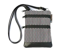 Ella Bella Purse Faux Leather Small Cross Body Purse - Daisey Dots Fabric