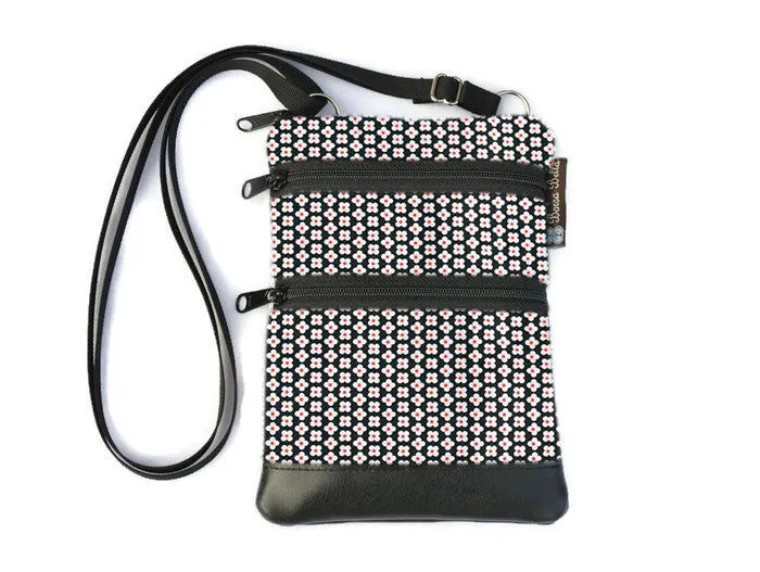 Ella Bella Purse Faux Leather Small Cross Body Purse - Daisey Dots Fabric