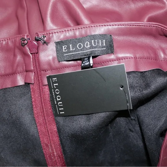 Eloquii Faux Leather Wrap Skirt in Burgundy (Maroon)
