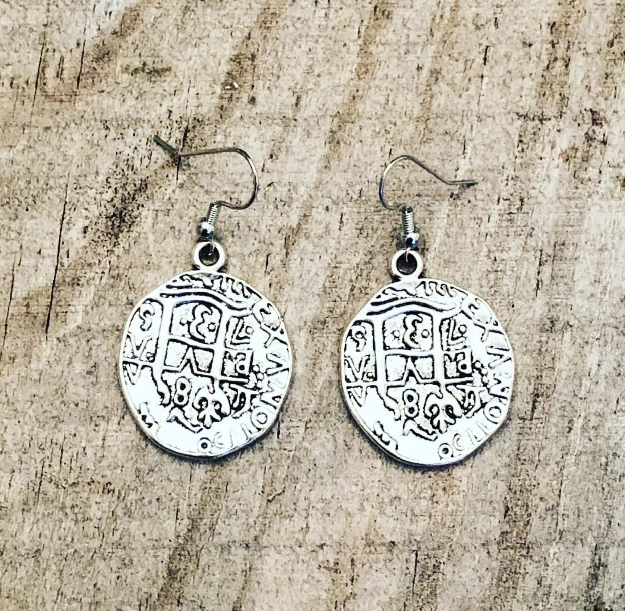 Faux Coin Metal Earrings