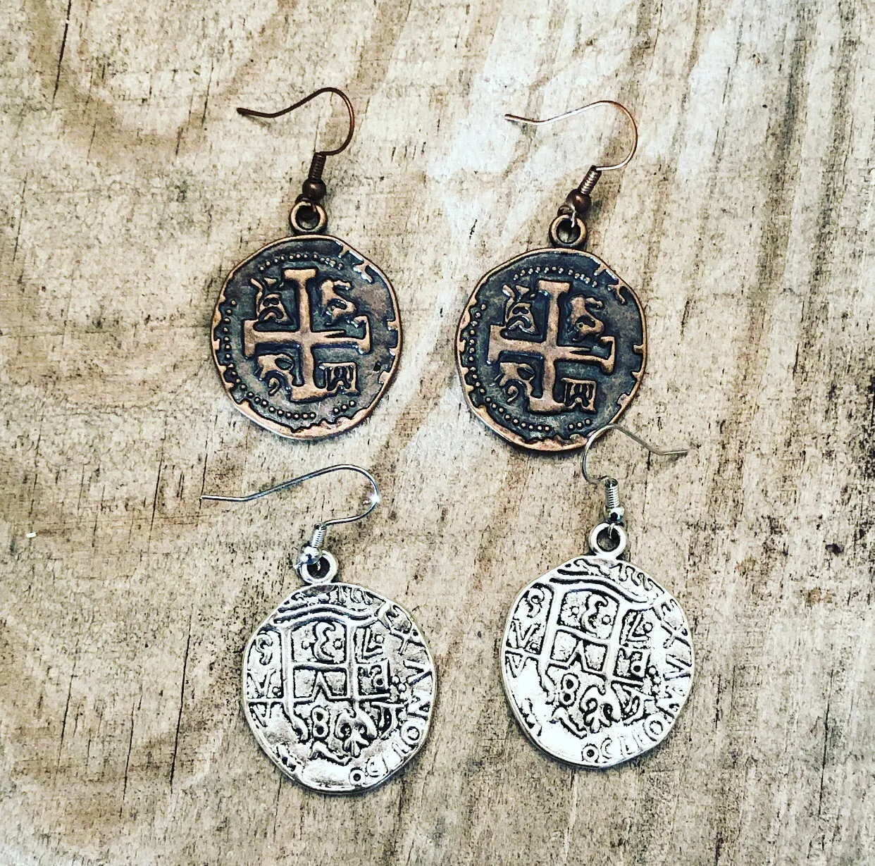 Faux Coin Metal Earrings