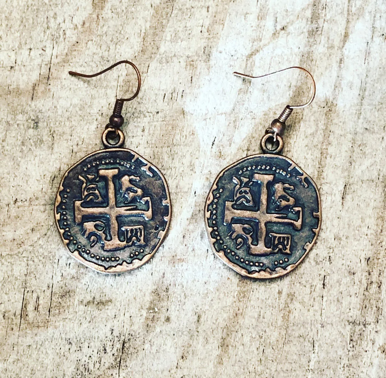 Faux Coin Metal Earrings