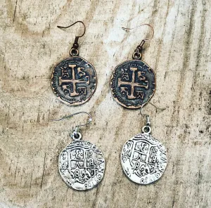 Faux Coin Metal Earrings
