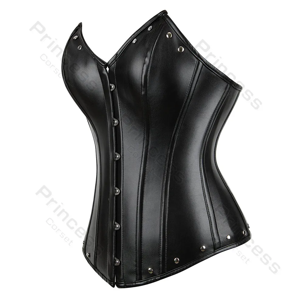 Faux Leather Corset Gothic Bustier Overbust