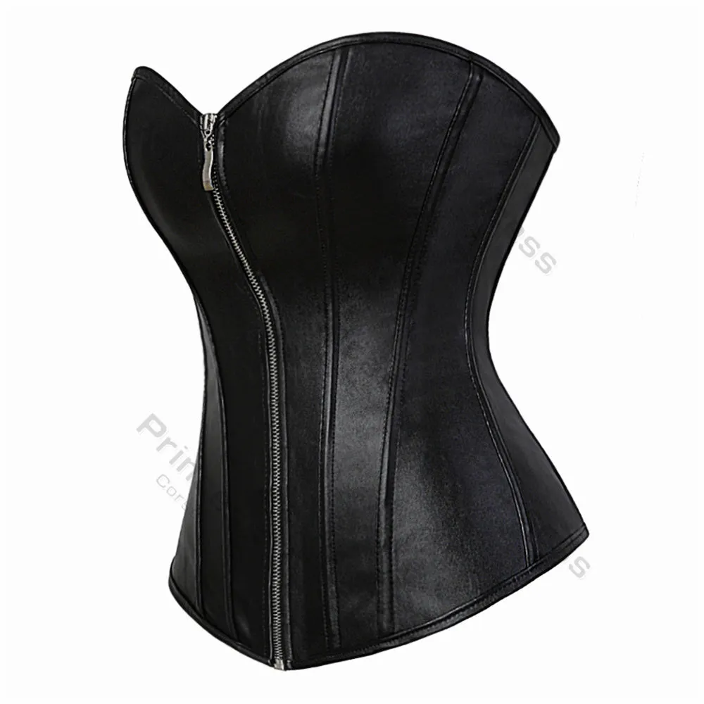 Faux Leather Corset Gothic Bustier Overbust